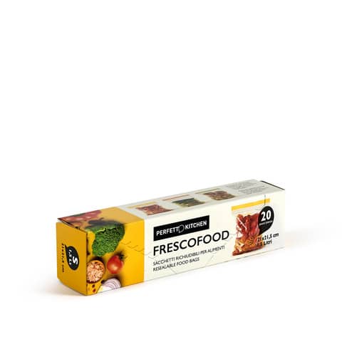 Sacchetti richiudibili per alimenti Perfetto ''Frescofood'' - conf. 20 pz S - 21x21,5 cm - 29161